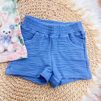 Conj. Blusa Ursinhas Fofas e Short - Azul